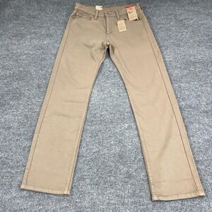 Levis 505 Jeans Mens 30x32 Khaki Tan Denim Regular Straight 5-Pocket Pants NEW